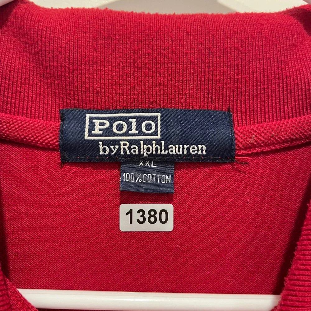 Polo Ralph Lauren Mens XXL Red Long Sleeve Cotton Pique Polo Shirt Pony Logo